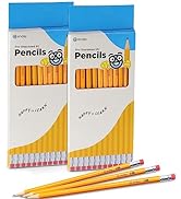Enday Presharpened Pencils #2, Wood-Cased Yellow Sharpened Pencils with Latex-Free Eraser, Long-L...