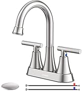Hurran 4 inch Bathroom Faucets with Pop-up Drain and 2 Supply Hoses, Stainless Steel Lead-Free 2-...