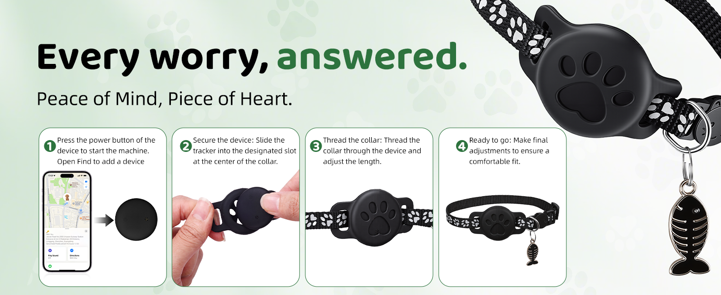 GPS Pet Tracker CollarMini Smart Real Time Tracking Tag for Cats Dogs, No Monthly Fee