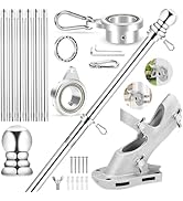 REERON No Tangle Flag Pole Kit, 7 FT Stainless Steel Flagpole, 1" Porch Flagpole with 2-Position ...