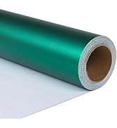 ZINTBIAL Metallic Green Wrapping Paper Roll with Cut Lines - Solid Green Holiday Gift Wrap for Ha...