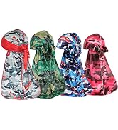ForceWave 4PCS Designer Silk Durags - Luxury Silky Durags for Men Designer Durag | Durag Pack | D...