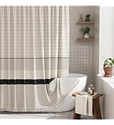 AmazerBath Boho Shower Curtain, Modern Farmhouse Shower Curtain Set with Tassels, Rustic Faux Lin...