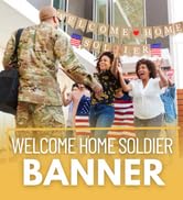 Welcome Home Soldier Banner Garland for Military Homecoming Decorations Burlap Patriotic Military