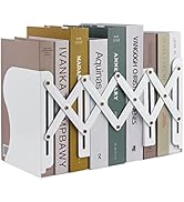 Adjustable Bookends, Metal Book Ends for Shelves Heavy Book, Desk Magazine File Organizer for Hom...