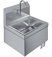 Hands-Free Wall-Mounted Stainless Steel Hand Sink, 17 in x 15 in, with Double Knee Valves and Faucet