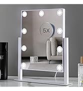 HIEEY Vanity Mirror with Lights, Hollywood Lighted Makeup Mirror with 9 LED Lights, Three Color L...