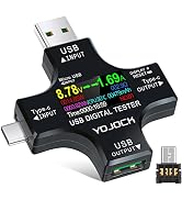 YOJOCK USB C Tester USB Power Meter 2 in 1 Digital Multimeter 3.6-32V 0-5.1A Voltage and Current ...