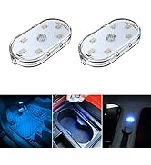 2 PCS Car Led Lights Interior,Ice Blue Ambient Lighting Car Interior,USB Rechargeable Car Interio...
