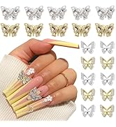 Canvalite 20Pcs Butterfly Nail Charms 4 Style Butterfly Charms for Nails 3D Alloy Butterfly Desig...
