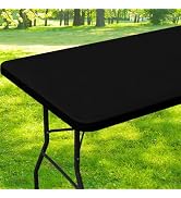 smiry Rectangle Picnic Table Cloth, Waterproof Elastic Fitted Tablecloths for 6 Foot Tables, Wash...