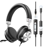 Wantek USB Headset with Microphone for PC,Laptop,Computer Headset with Noise Cancelling & Audio C...