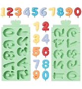 KALAIEN Number Silicone Mold, 2 Pack 3D Chocolate Molds Silicone Number 0-9, Number Cake Molds fo...