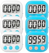 6 Pack Digital Kitchen Timer Small Classroom Timers for Kids Teachers (Blue&White)