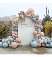 Gender Reveal Balloons Garland Kit, 124pcs Dusty Pink and Dusty Blue Sand White Balloons for Gend...