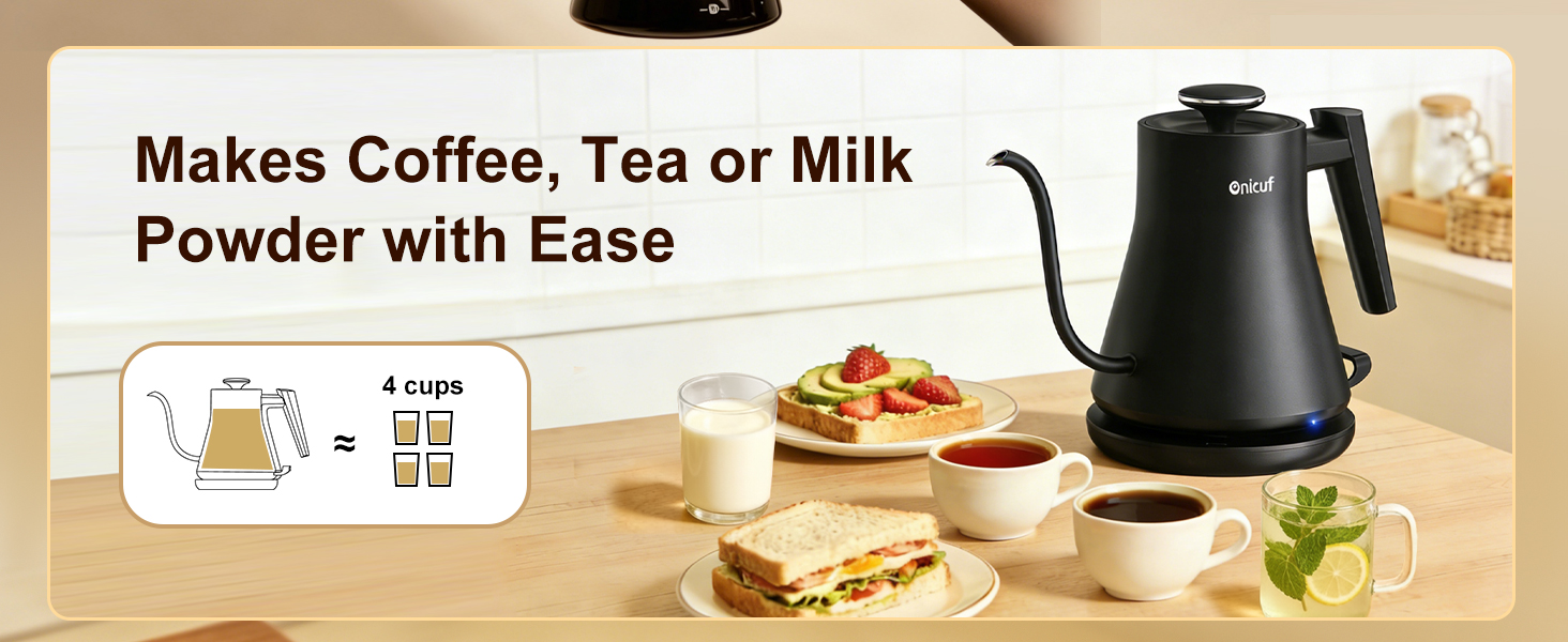Electric kettle gooseneck tea kettle boiling hot water automatic shut off pour over coffee kettle