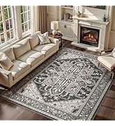 WITSHOCK Living Room Area Rugs 8x10: Washable Rug Boho Soft Non-Slip Low Pile Stain Resistant Fol...