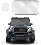 povtii Car Windshield Sun Shade, Foldable Front Window Shield Blocks 99% Rays, Reflective Sunshad...