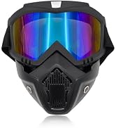 povtii Motorcycle Goggles, Windproof Dirt Bike Helmet Riding Goggles with Removable Face Mask, Mo...