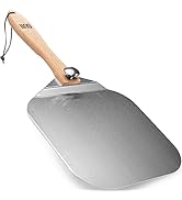 OUII Aluminum Metal Pizza Peel 12 x 14 Inch - Pizza Paddle with Foldable Wood Handle for Easy Sto...