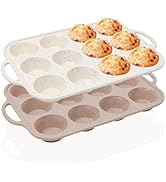 Vinino 2Pack Silicone Muffin Pans for Baking with Metal Reinforced Frame, 12 Cups Regular Size No...
