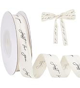 HOBBIESAY 20yards Natural Cotton Ribbon with Words 5/8 Inch Just for You Ribbons Pure White Weddi...
