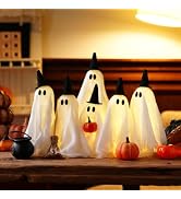 fesopial Halloween Decorations, Light up Ghost Table Decor with Witch Hats | Spooky Cauldron & Br...