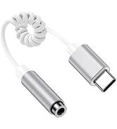 for iPhone 16e USB C to 3.5mm Female Coiled Headphone Adapter for iPhone 16/16 Pro Max/16 Plus/16...