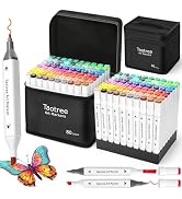 Taotree Alcohol Markers 80 Colors with Case & Holders, Dual Tips Art Coloring Markers Pens Set, C...