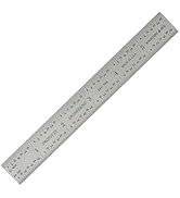 PEC Tools 6" x 150mm Machinist Metal Ruler, 1/25" Thick X 3/4" Wide, Satin Chrome Finish Tempered...