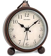 Peakeep 4" Small Battery Operated Antique Retro Analog Alarm Clock with Contour Lines in Gold for...