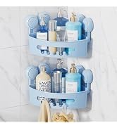 LEVERLOC Corner Shower Caddy Suction Cup, shower shelves suction cup, 2 Pack Basket Powerful Bath...
