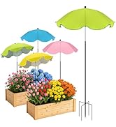 Cosweet 5 Prong Base Plant Umbrellas for Outdoor Plants with Adjustable Angle - 26" UV-Resistant ...