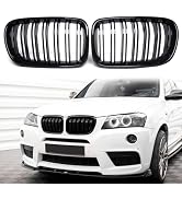 Zealhot F25 Grille, Black Front Kidney Grille Grill Compatible with BMW 2011-2013 X3 F25, Gloss B...