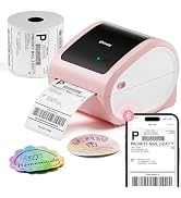 Omezizy Bluetooth Shipping Label Printer with 1 Roll Labels - D520BT Pink Thermal Label Printer, ...