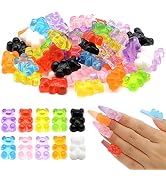 50 Pieces Nail Gummy Bear Charms, Resin Flatbacks Candy Bear Charms for Slime Nails DIY Craft Scr...