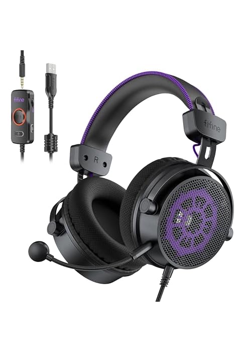 FIFINE Open Back Gaming Headset with 7.1 Surround Sound - Expansive Open Audio - USB/3.5mm Dual W...