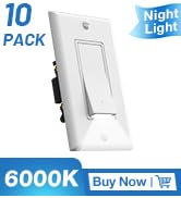 Amico 10-Pack Illuminated Light Switch with Wall Plates & Built-in LED Nightlight, UL Listed, 600...