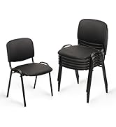 CLATINA Stacking Waiting Room Chairs, PU Leather Armless Office Guest Chair with Metal Frames, St...