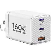 USB C Charger Block 160W, 3-Port GaN Super Fast Charger, Dual 65W Type C Charging Block, Foldable...