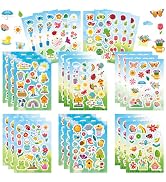 T-Antrix 24 Sheets Spring Stickers for Kids, 444 Pcs Spring Garden Flower Stickers Bulk Preschool...