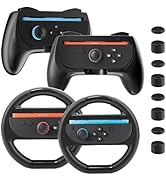 RHOTALL 2 Pack Hand Grips and 2 Pack Steering Wheel Compatible with Switch 2 Console joycons, Fam...