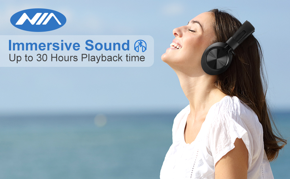 NIA 30 Hours Playtime Bluetooth Over- Ear FM Radio Mp3 Player Headphones