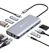 NOVOO USB C Hub, 11-in-1 Docking Station USB C Multiport Adapter with 4K USB C to HDMI, VGA, Giga...