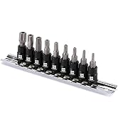 MIXPOWER 9 Pieces 1/4" Drive Torx Bit Socket Set, Tamper-Proof Torx Bit Sockets, CR-V Sockets & S...