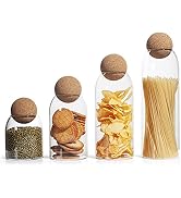 IVAILEX Glass Canisters with Airtight Lids, Glass Jars with Cork Lids, Clear Glass Jar for Candy,...