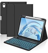 aMZCaSE for iPad A16 11th 10th Generation Case with Keyboard - 7 Colors Backlight Detachable Foli...