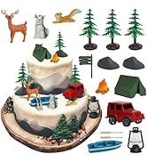 16Pcs Camping Cake Toppers for Camping Fans' Birthday Supplies, Camp Cake Decorations for Boys, F...