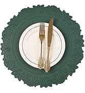 Noctiflorous Round Faux Leather 15 Inch Placemats Set of 6 Waterproof Wipeable Heat Resistant Tab...