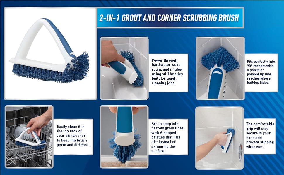 2-in-1 Grout and Corner Scrubbing Brush